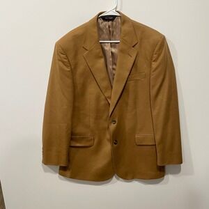 Jos A Bank 100% Cashmere Sport Coat Tan Camel Blazer 44R Mens